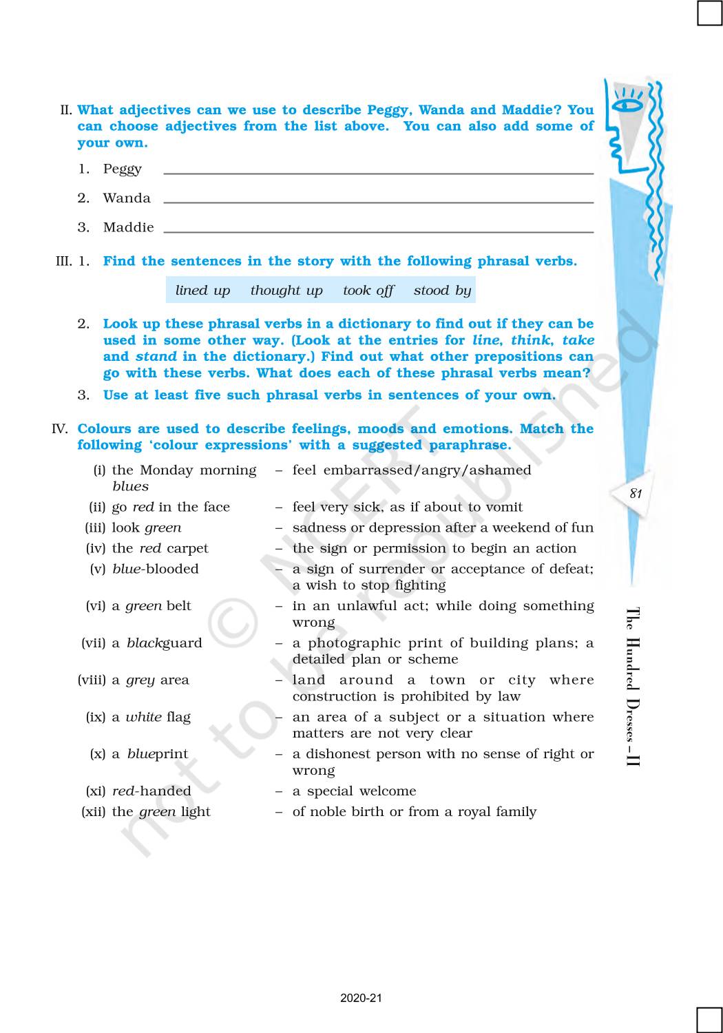 NCERT solutions for Class 10 English (First Flight) chapter 6.1 - The  Hundred Dresses–II [Latest edition] | Shaalaa.com