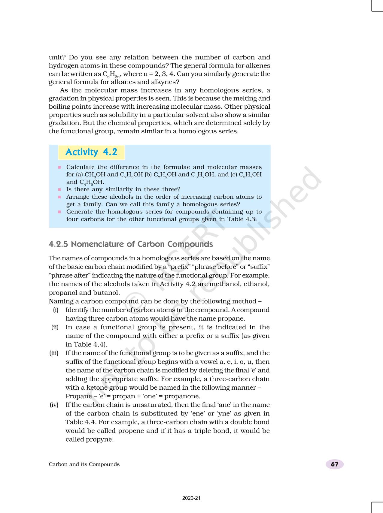 Carbon And Its Compounds - Ncert Book Of Class 10 Science