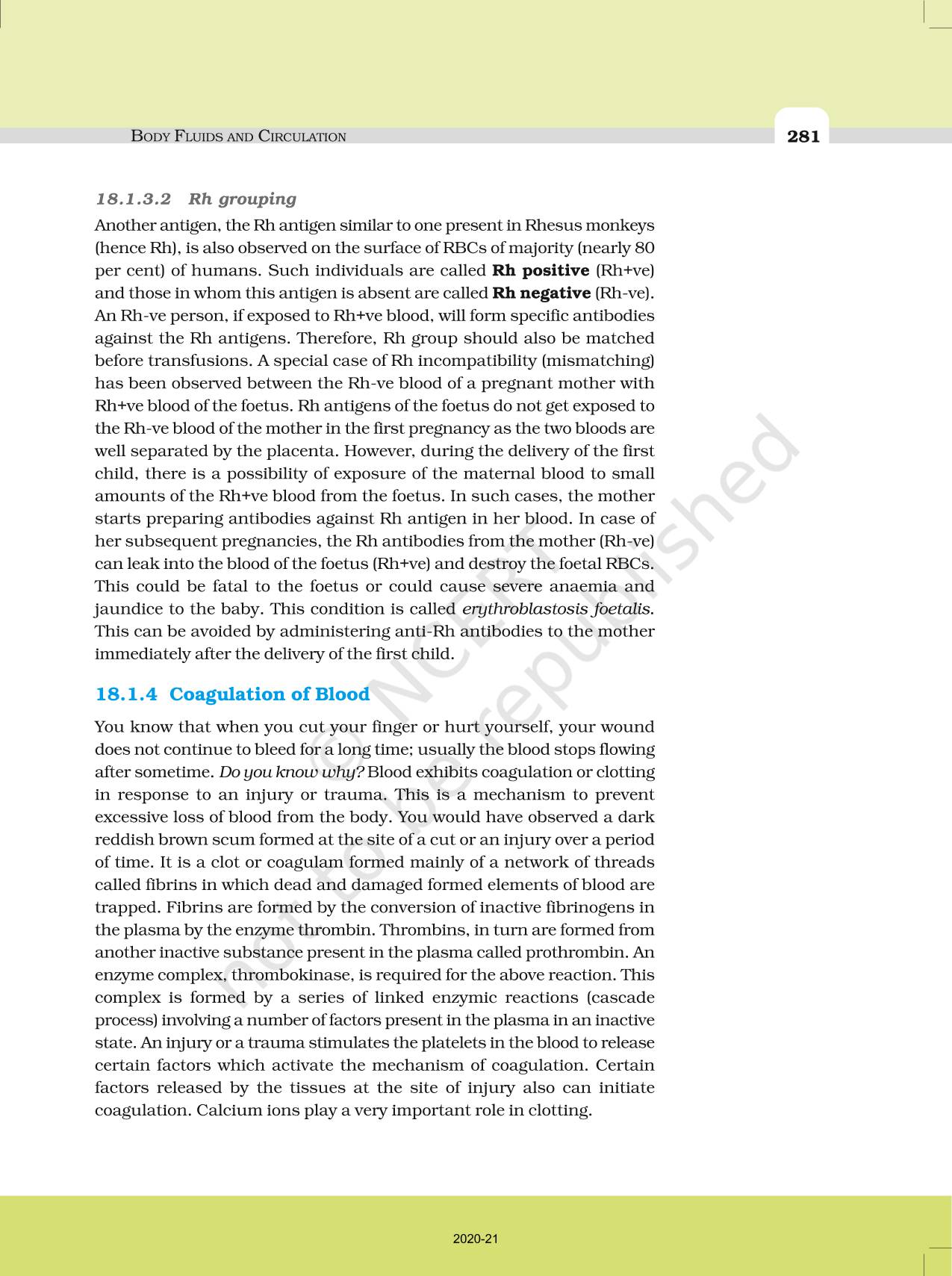 Body Fluids And Circulation - NCERT Book of Class 11 Biology