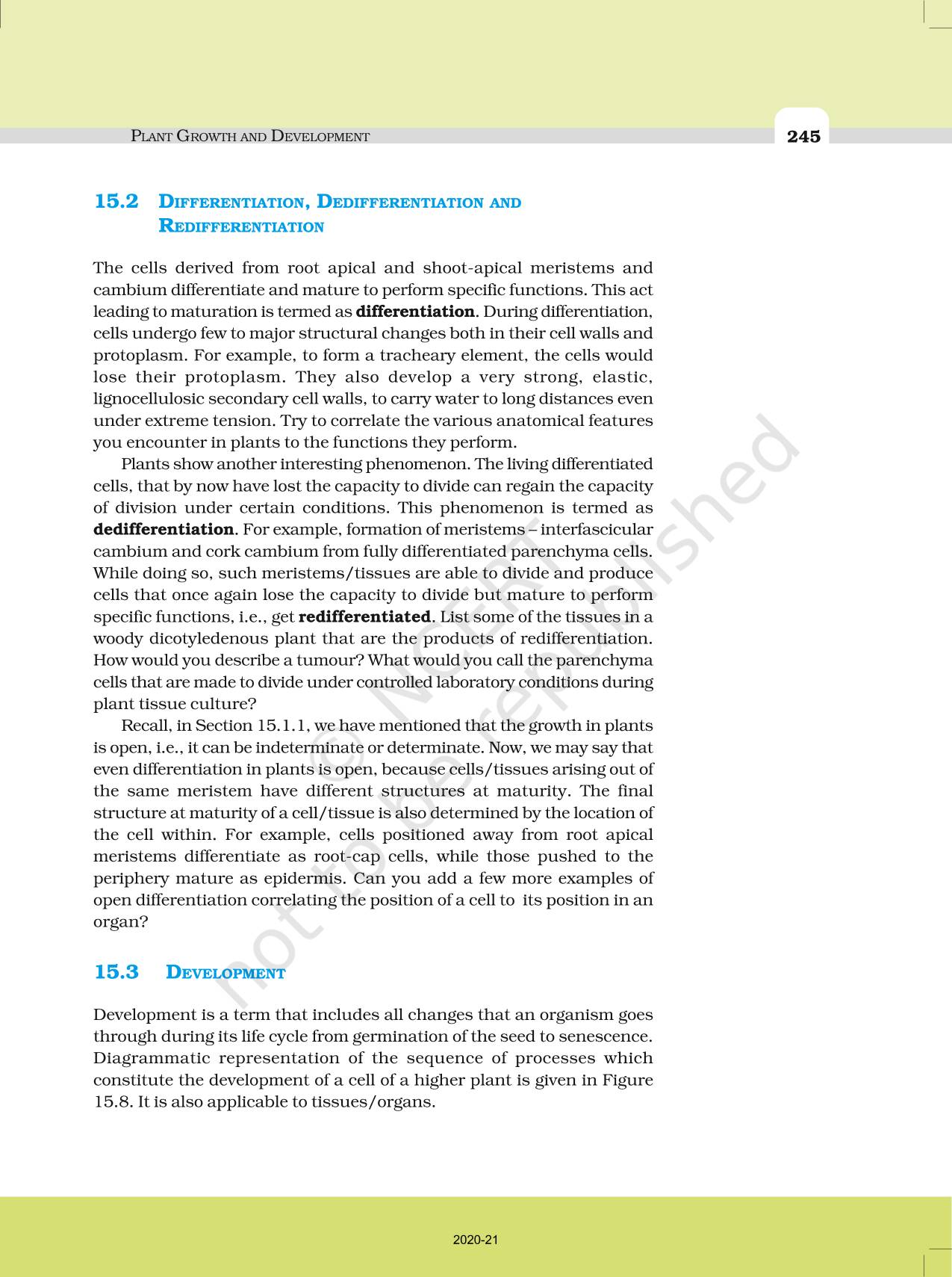 Plant Growth And Development - NCERT Book of Class 11 Biology