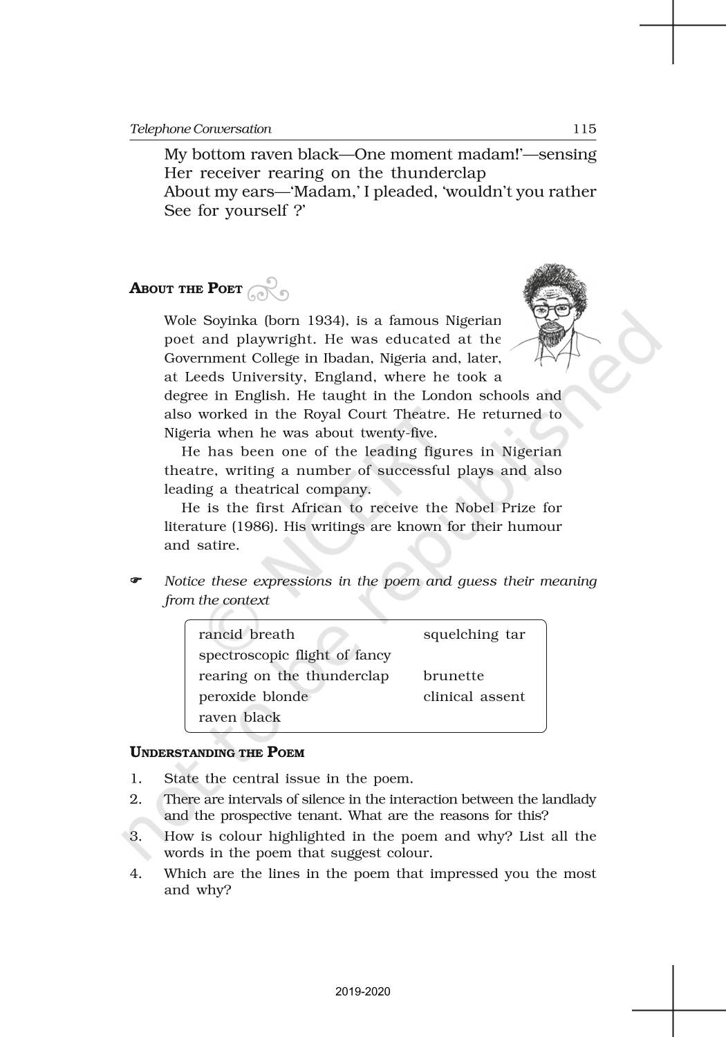 Poetry 4 Telephone Conversation - NCERT Book of Class 11 English Woven ...