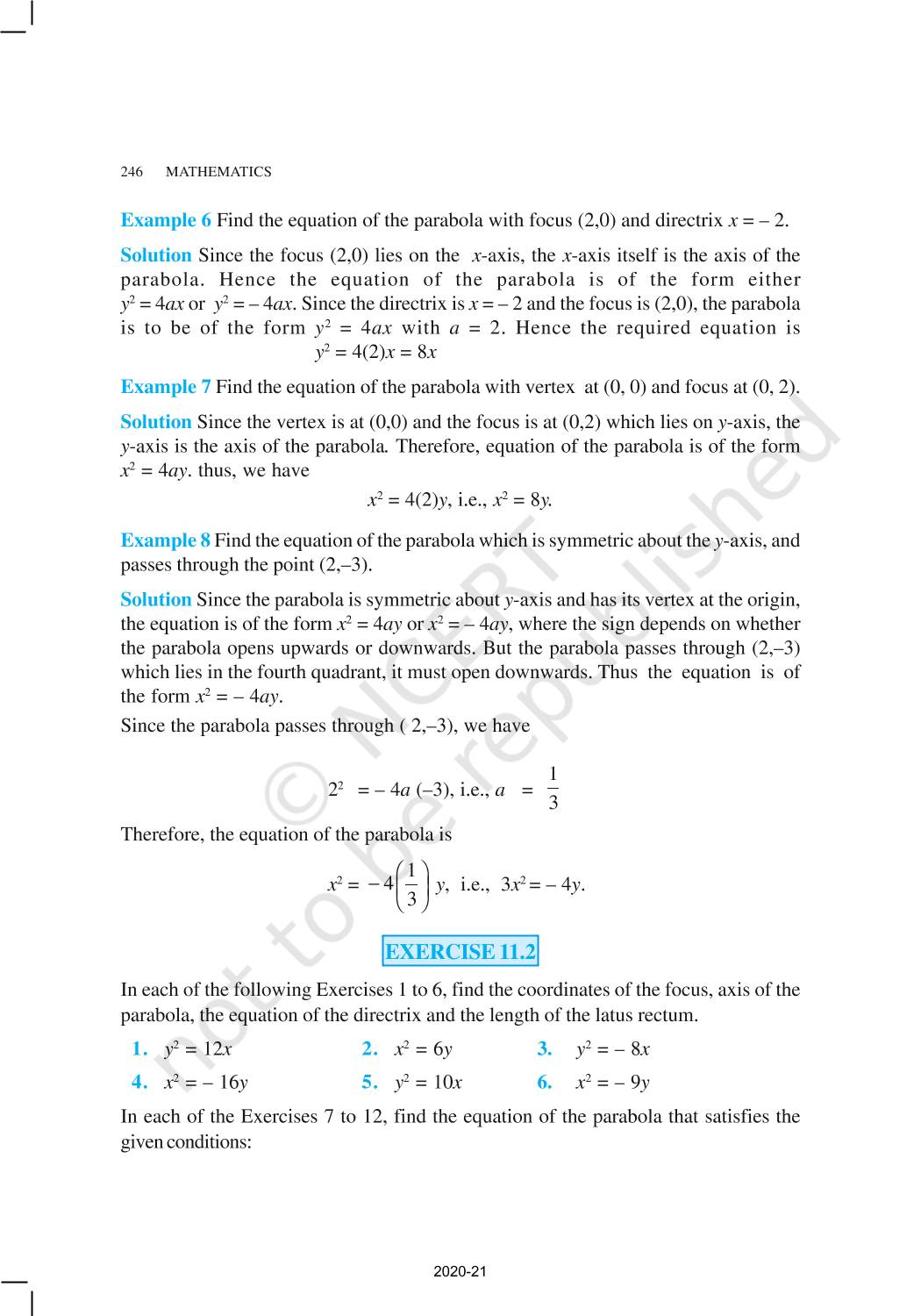 Conic Sections - NCERT Book of Class 11 Mathematics