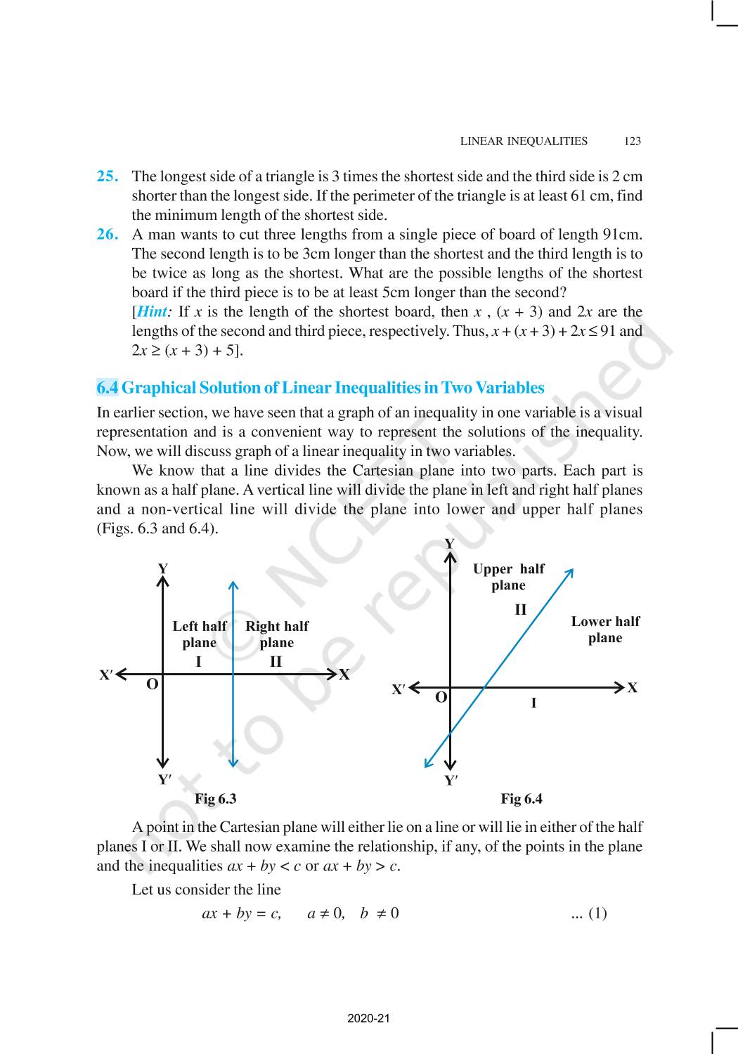 Linear Inequalities - NCERT Book of Class 11 Mathematics