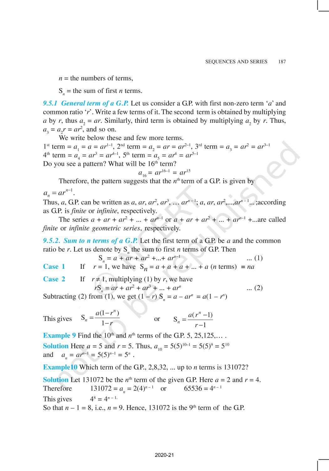 Sequences And Series - NCERT Book of Class 11 Mathematics