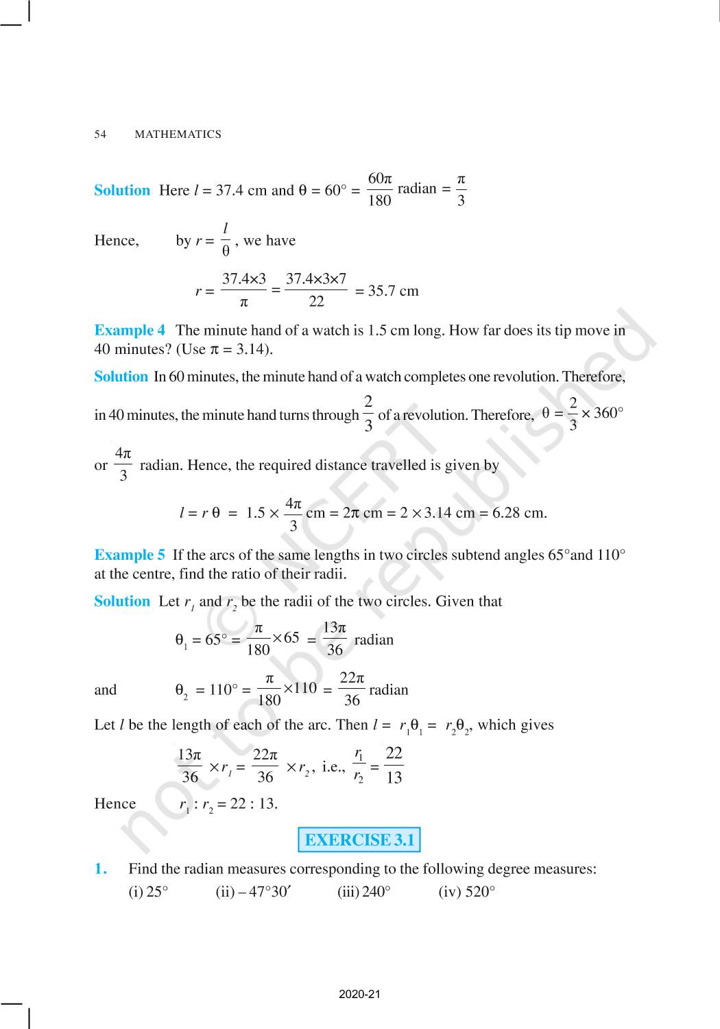 Trigonometric Functions - NCERT Book of Class 11 Mathematics