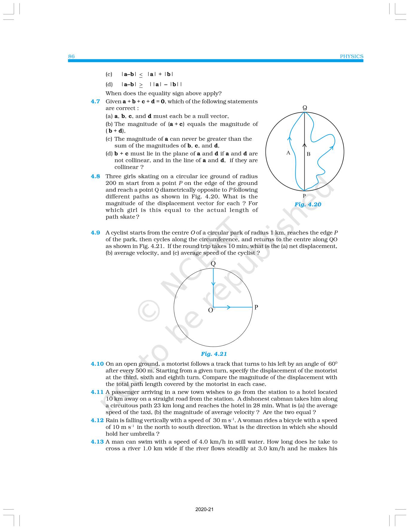 Motion In A Plane - NCERT Book of Class 11 Physics Part I