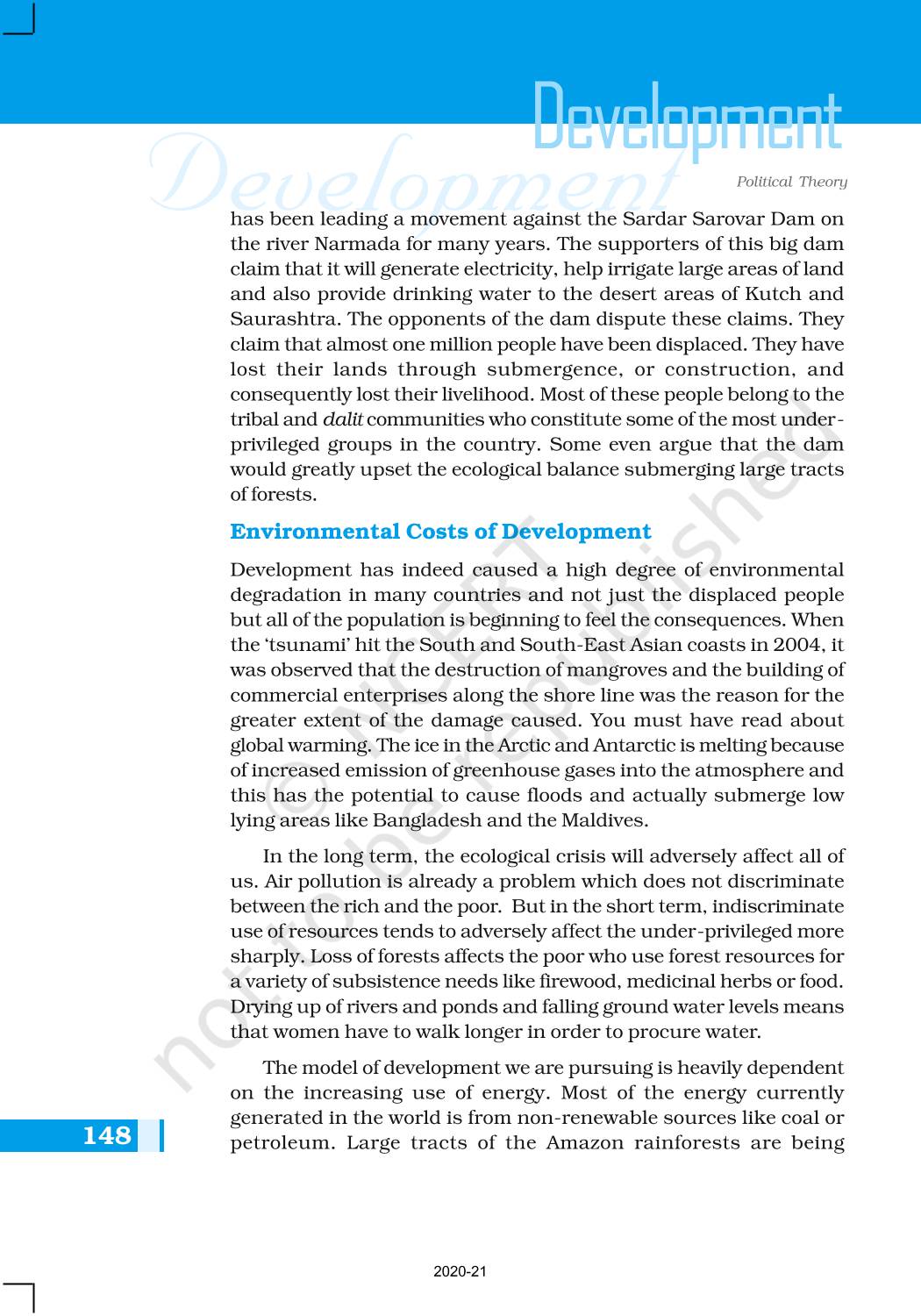 Development - NCERT Book of Class 11 Political Theory