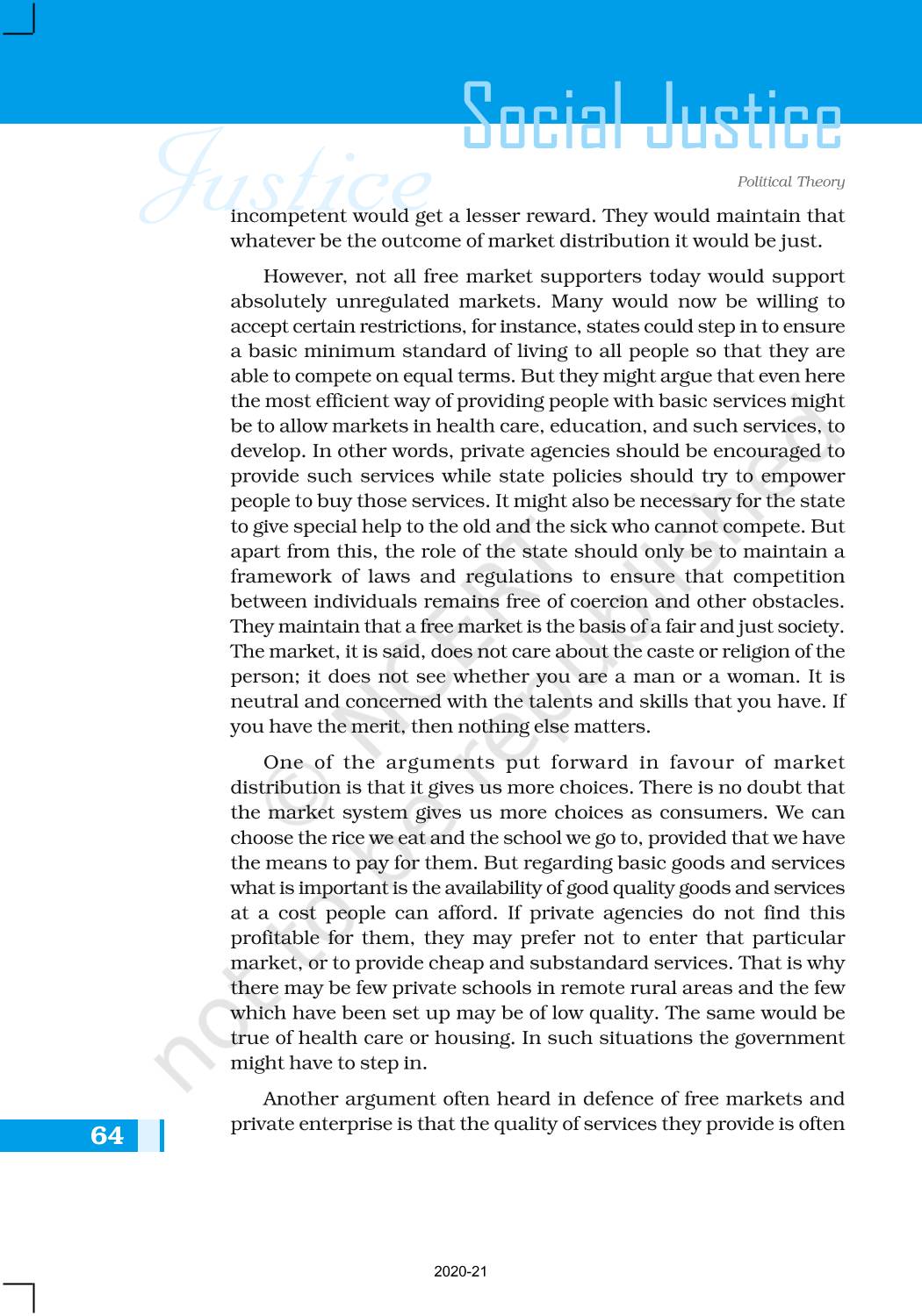 Social Justice - NCERT Book of Class 11 Political Theory