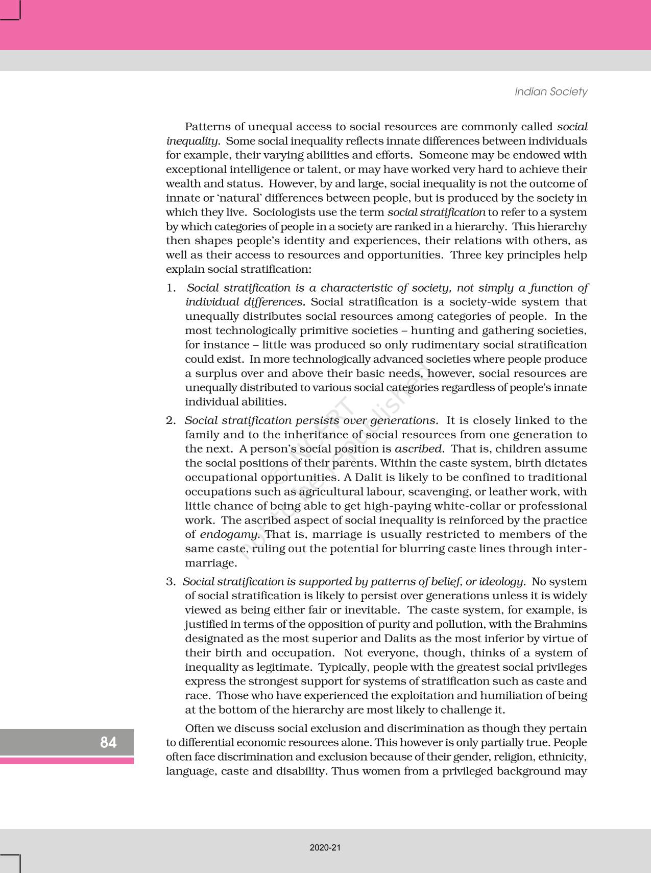 Patterns Of Social Inequality And Exclusion - NCERT Book of Class 12 ...