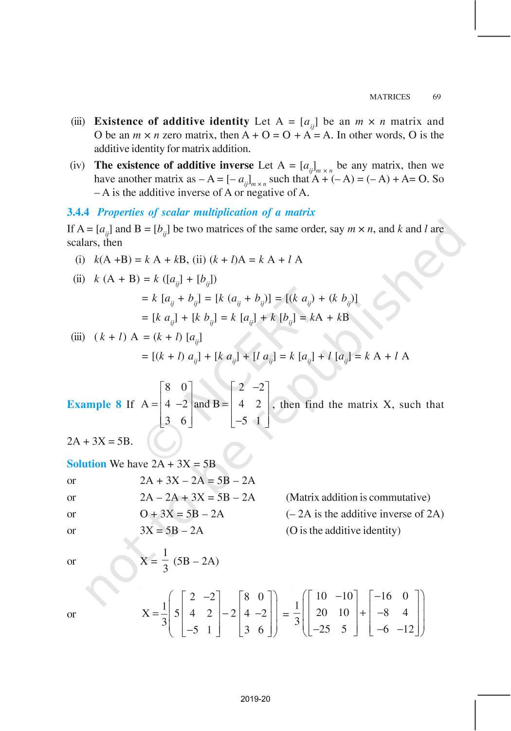 Matrices - NCERT Book of Class 12 Mathematics Part I