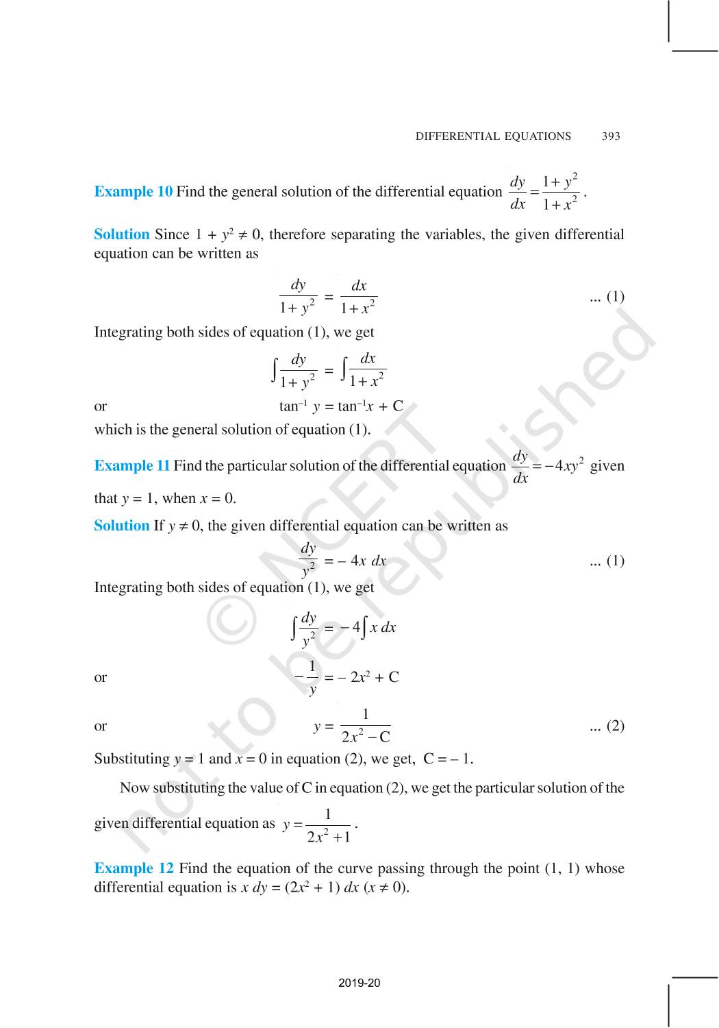 Differential Equations - NCERT Book of Class 12 Mathematics Part II