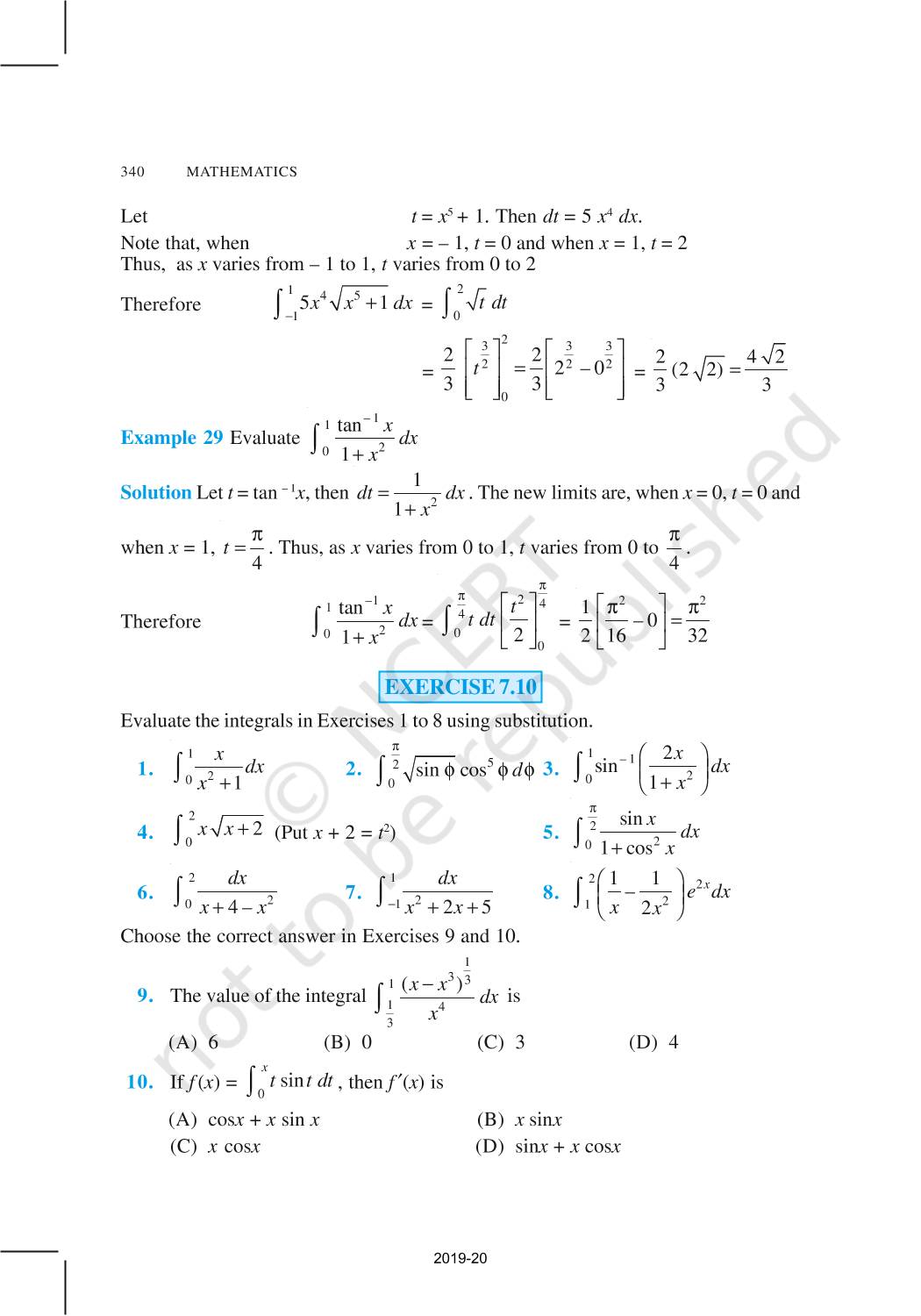 Integrals - NCERT Book of Class 12 Mathematics Part II