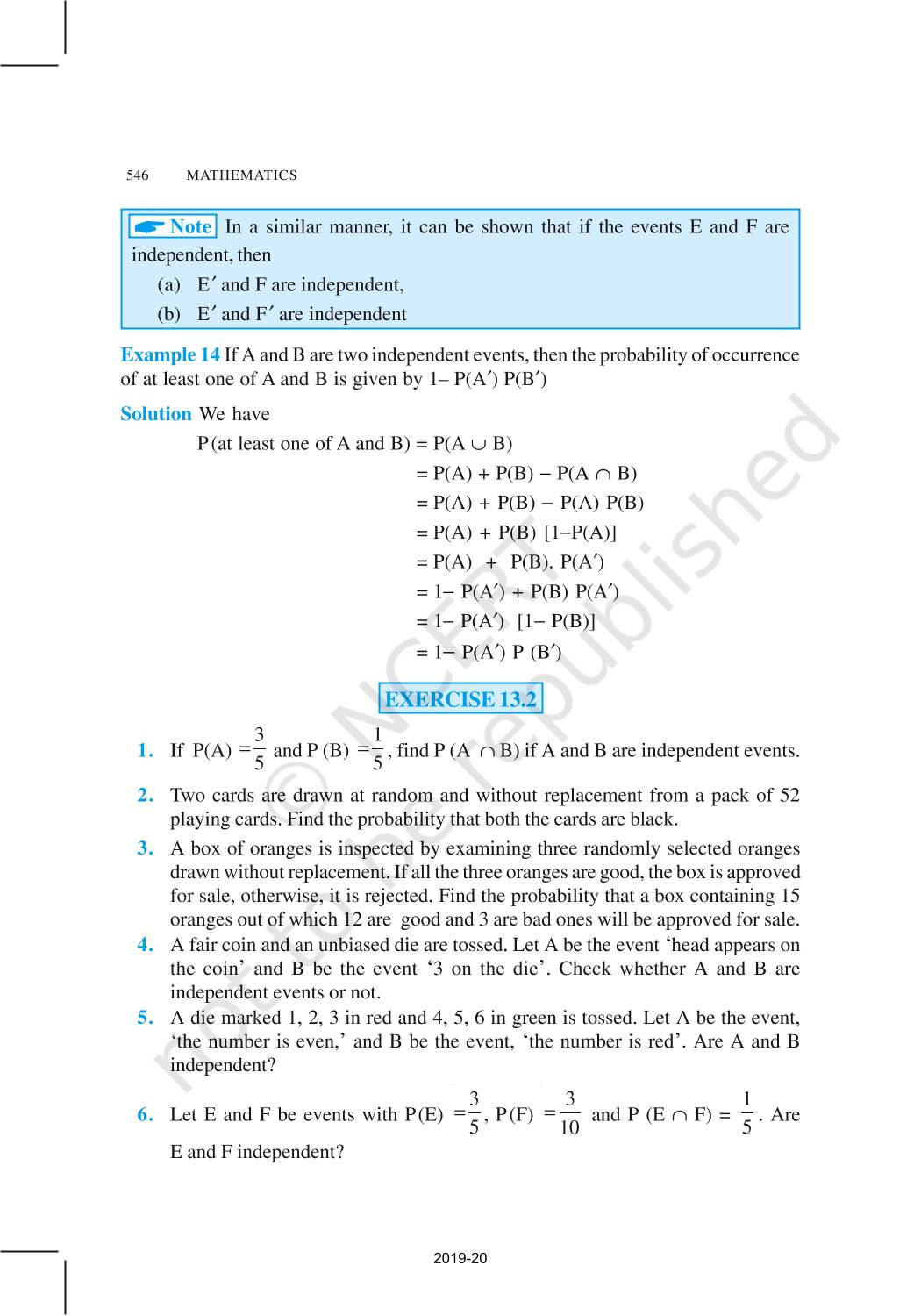 Probability - NCERT Book of Class 12 Mathematics Part II