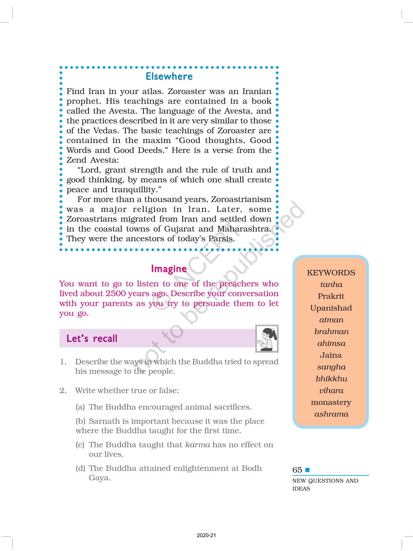 New Questions And Ideas - NCERT Book of Class 6 History Our Pasts I