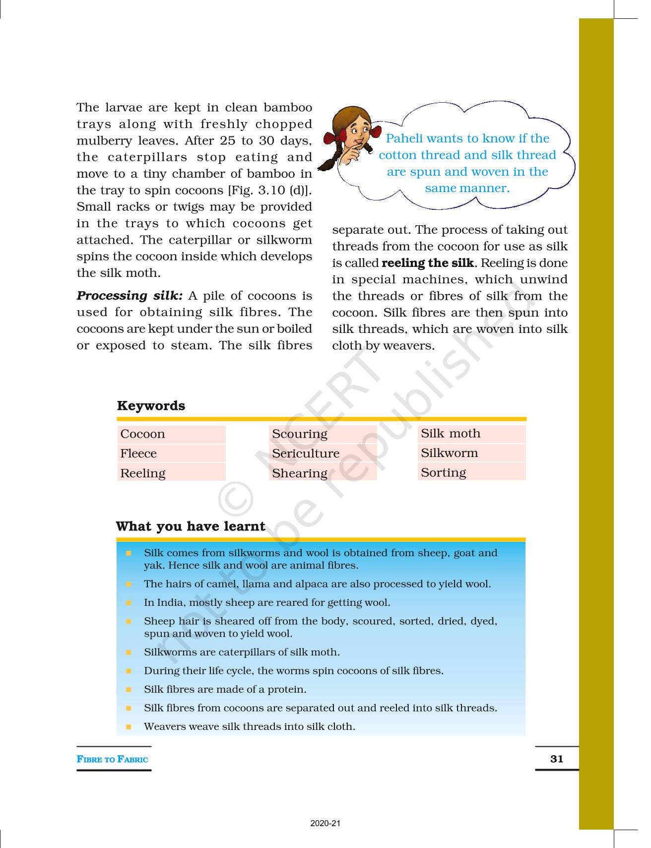 Fibre To Fabric - NCERT Book of Class 7 Science