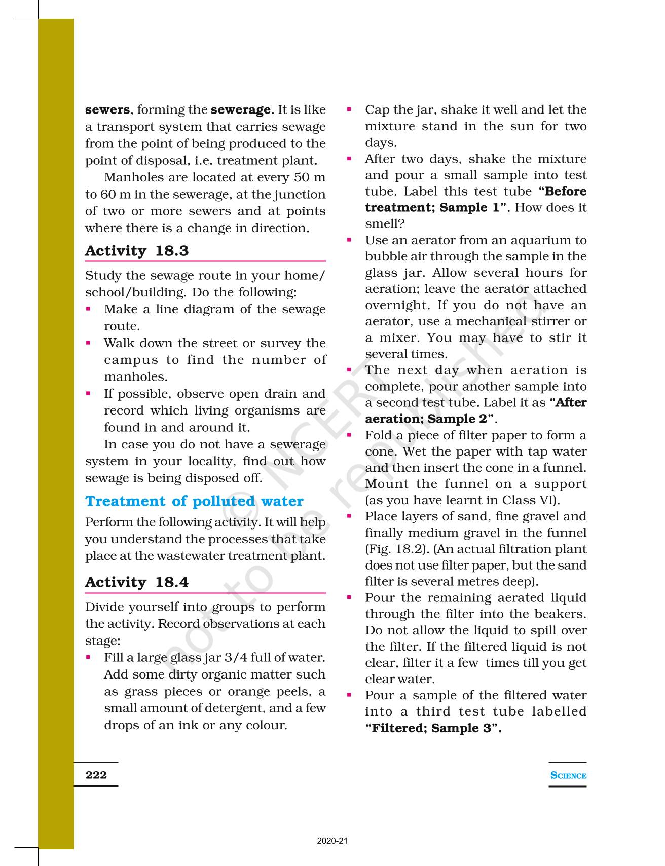 Wastewater Story - NCERT Book of Class 7 Science