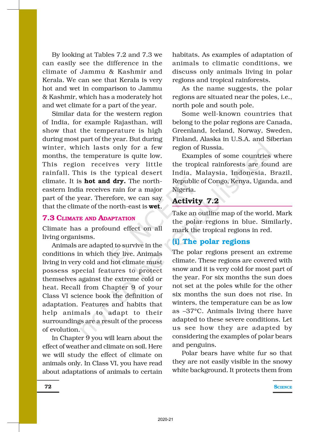 Weather Climate And Adaptations Of Animals To Climate - NCERT Book of Class  7 Science