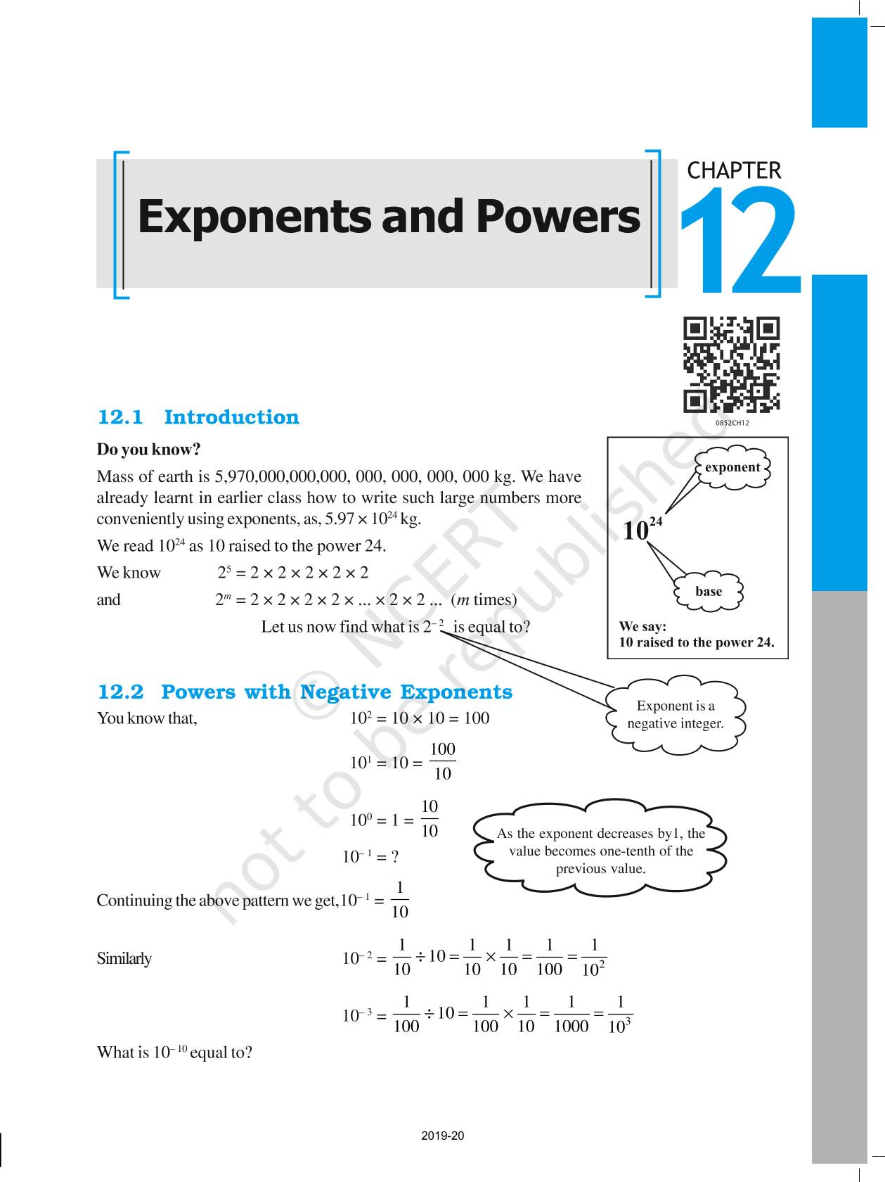 exponents and powers ncert book of class 8 mathematics