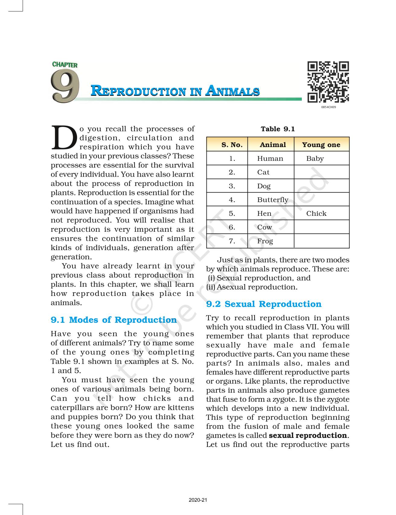 Reproduction In Animals - NCERT Book of Class 8 Science