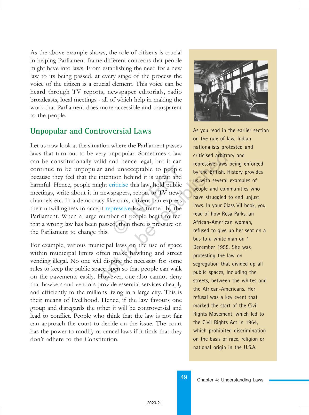 Understanding Laws - NCERT Book of Class 8 Social And Political Life III