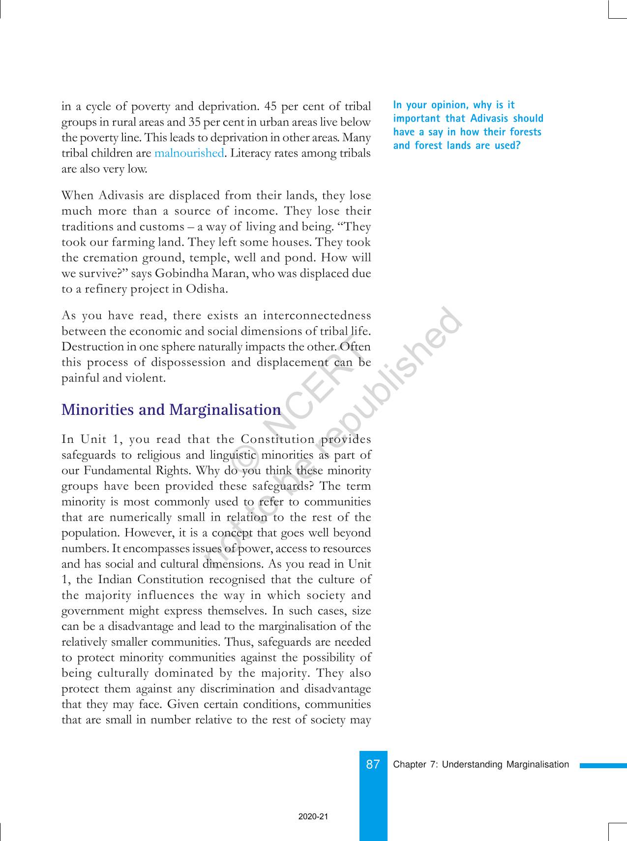 Understanding Marginalisation - NCERT Book of Class 8 Social And ...