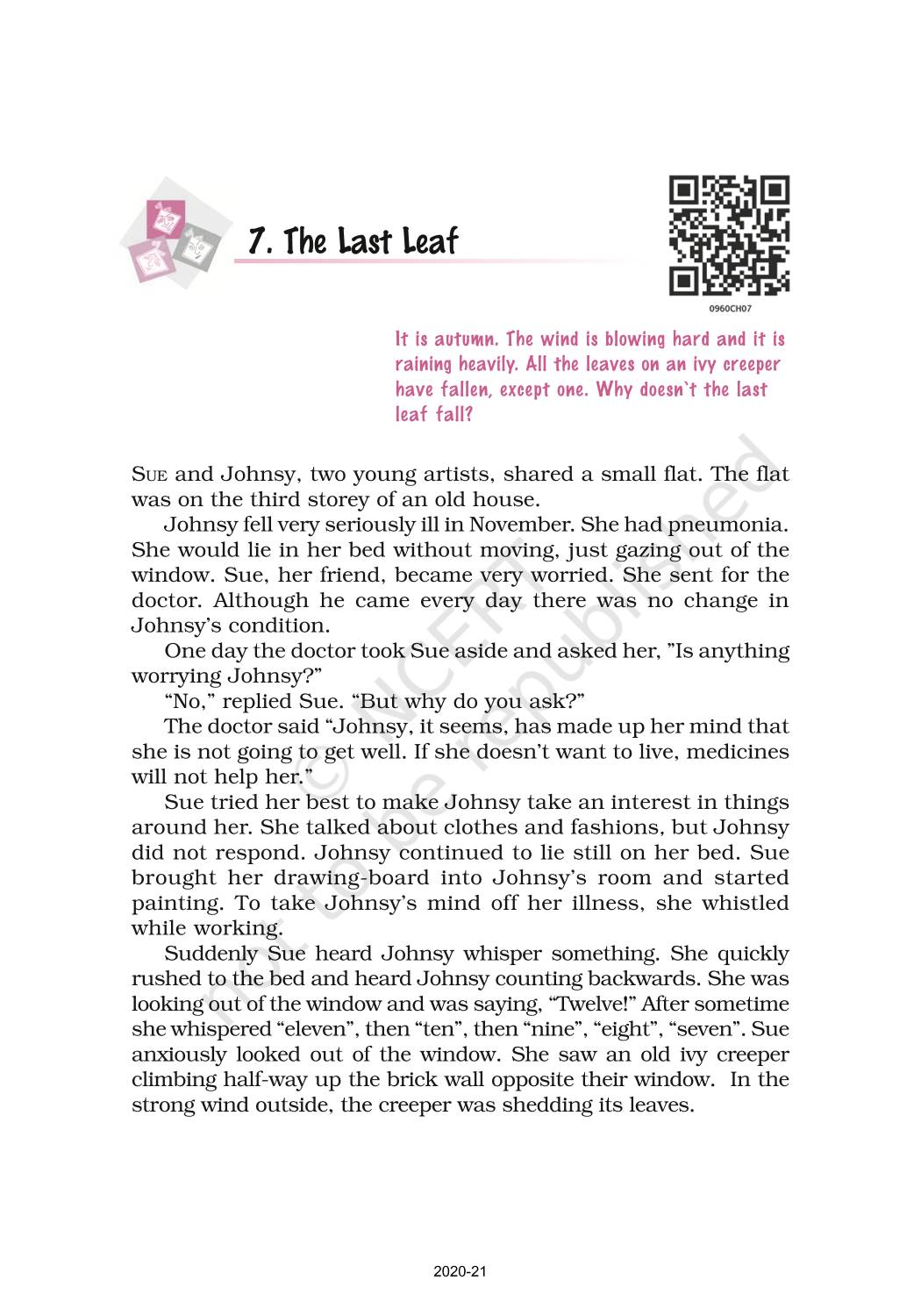 The Last Leaf - NCERT Book of Class 9 English Moments