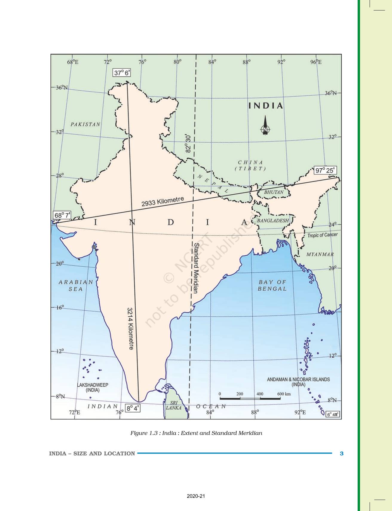 India Size And Location - NCERT Book of Class 9 Geography Contemporary ...