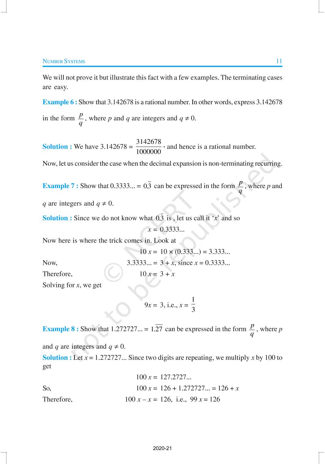 Number System - NCERT Book of Class 9 Mathematics